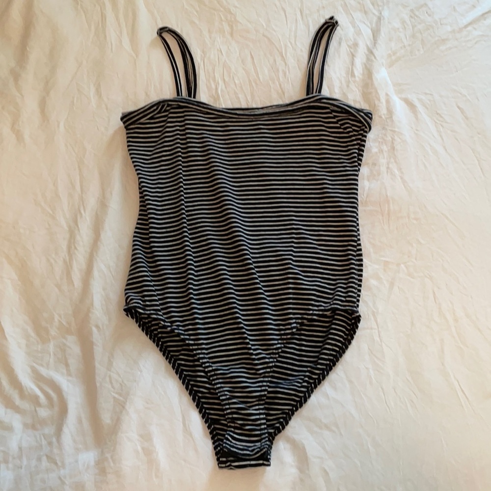 Showpo Black/White Stripe Bodysuit Small